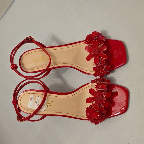BRAND NEW ANNE MICHELLE FLORAL DESIGN SLINGBACK KITTEN HEEL SANDAL - Picture 3 of 16